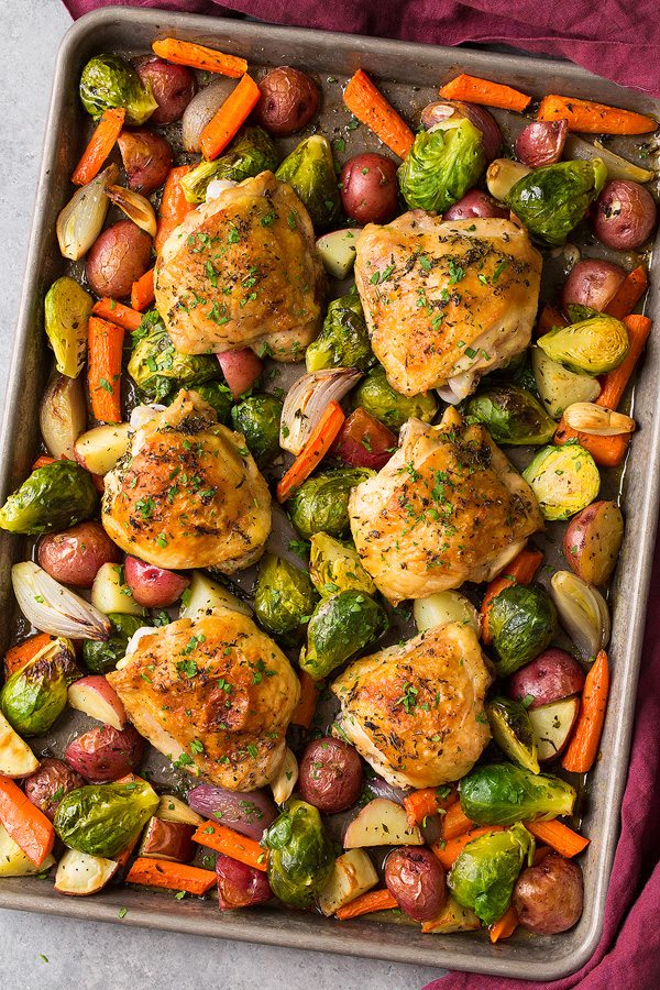 Charola de Pollo y Verduras al horno